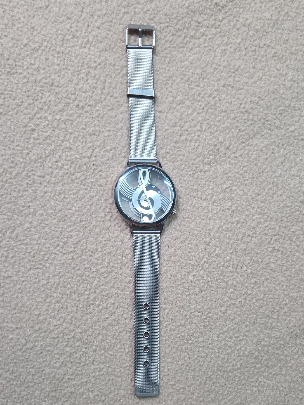 Silver Music Note Mesh Band Fashion Watch NEEDS BATTERY